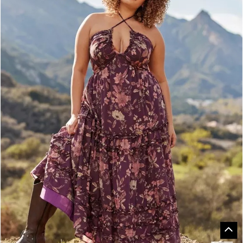 FESTI Torrid Size 4 Floral Halter Maxi Dress - Purple